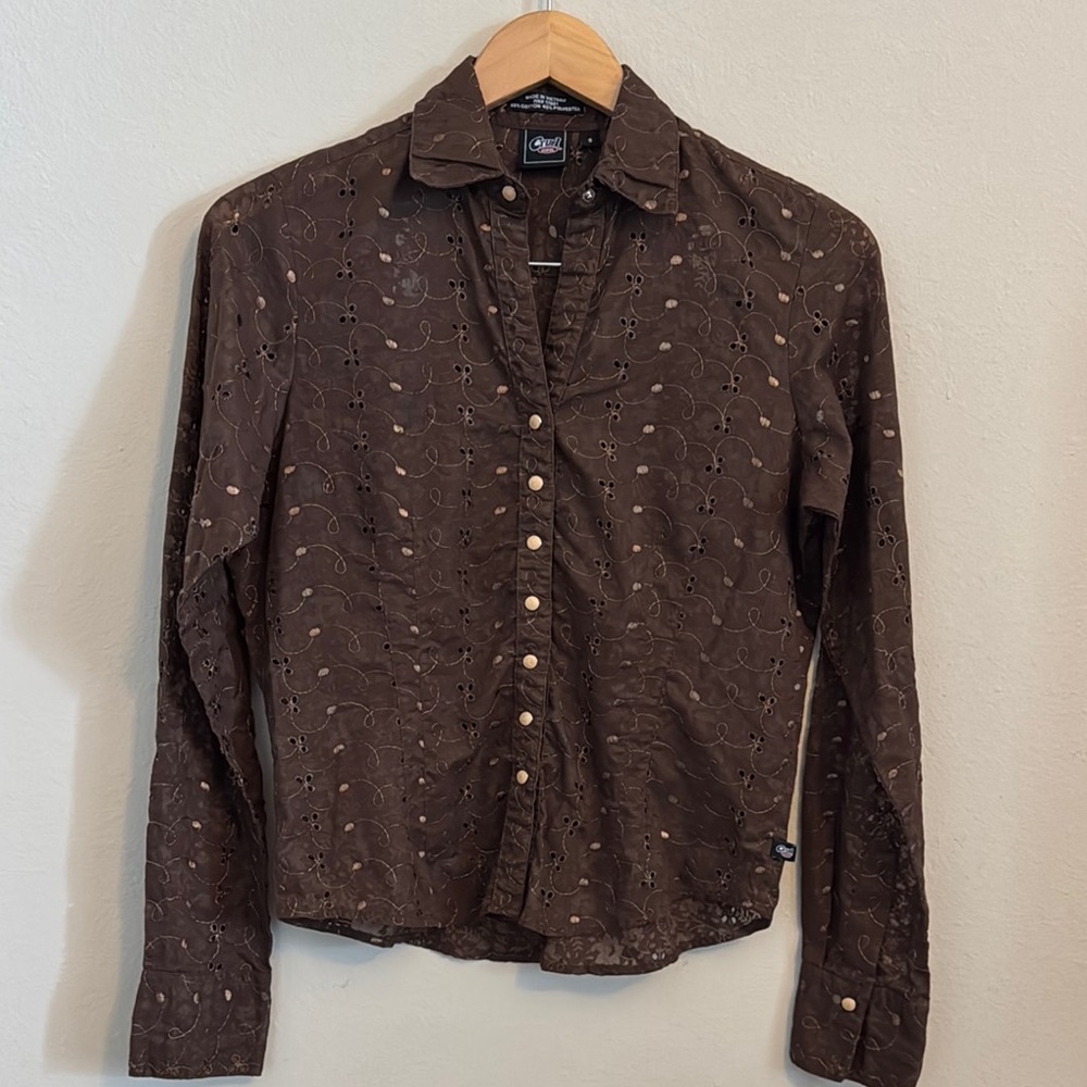 Vintage Women’s Cruel Girl Brown Floral Button down Blouse